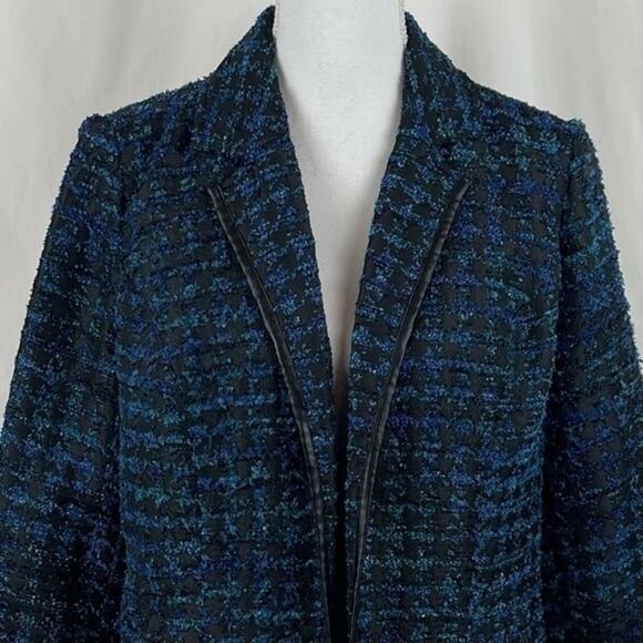 Chico’s Blue & Black Textured Tweed Academia Jacket Blazer NWOT Size 8 - Picture 3 of 12